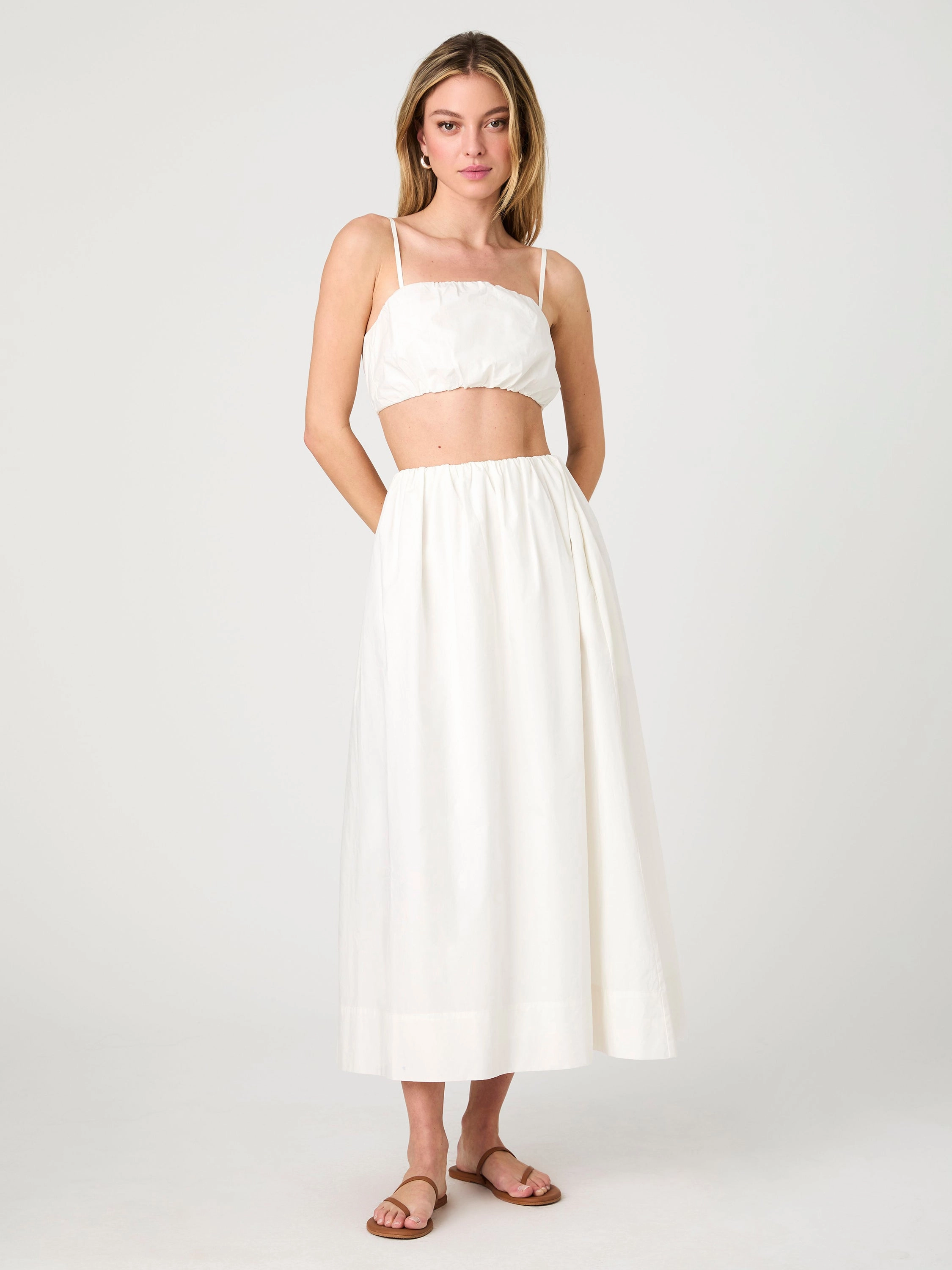 Sleek Look Odor-resistant Nomi Cotton Ruched Midi Skirt