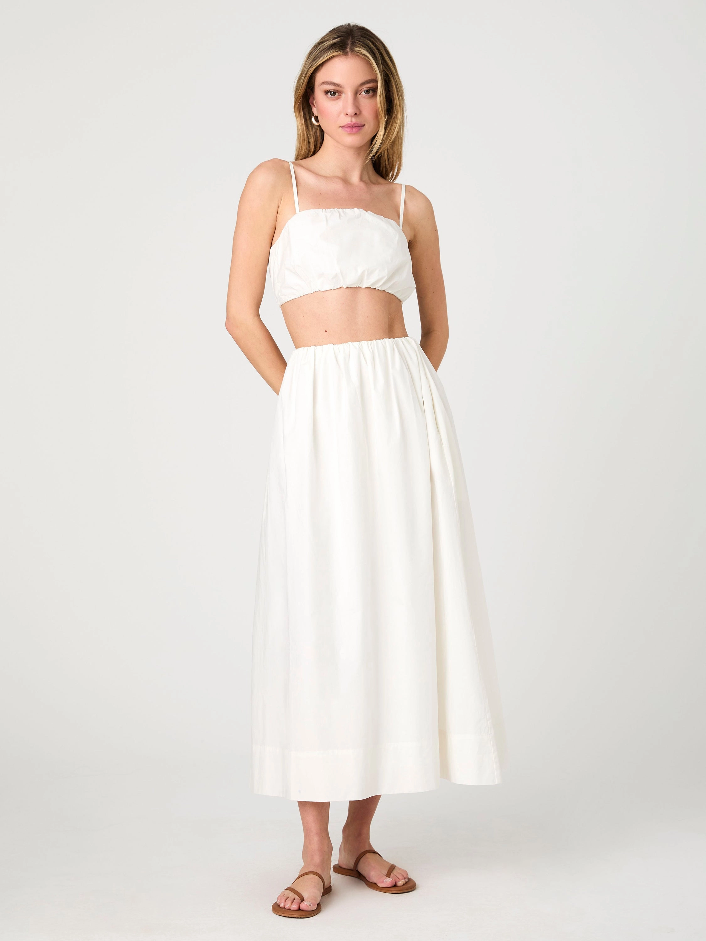 Nomi Cotton Ruched Midi Skirt Seamless Integration
