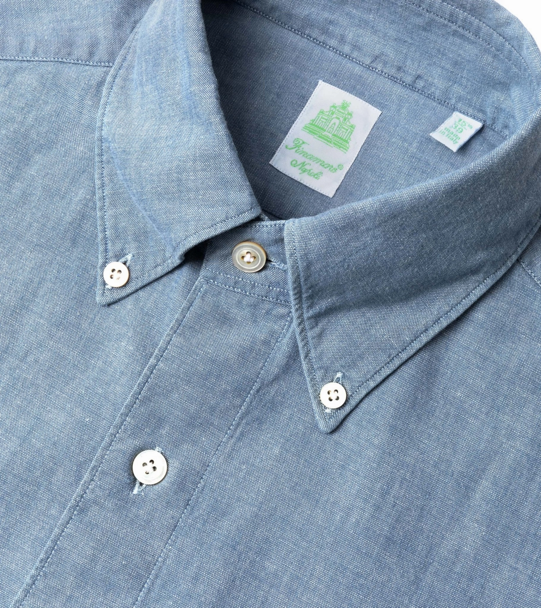 Hypoallergenic Lining Premium Pima Cotton Finamore Gaeta Classic Cotton Leonardo Button Down Sport Shirt: Chambray