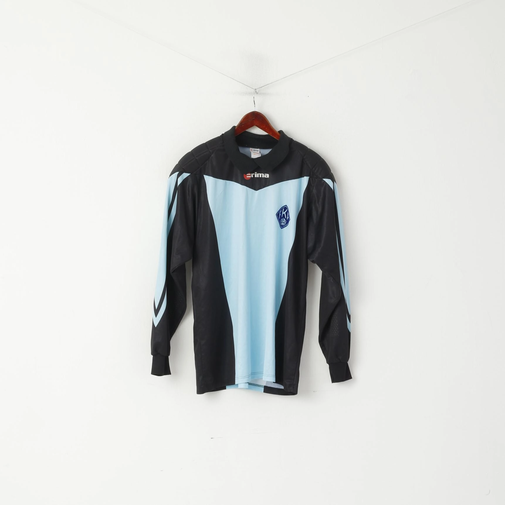 sports performance Erima Men L/XL Polo Shirt Blue Vintage Goalkeeper Football Sport FKP #1 Top