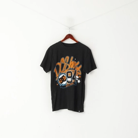 DC Men L Shirt Black Cotton Graphic Los Angeles 94 Crew Neck Top Active Design Sporty Top