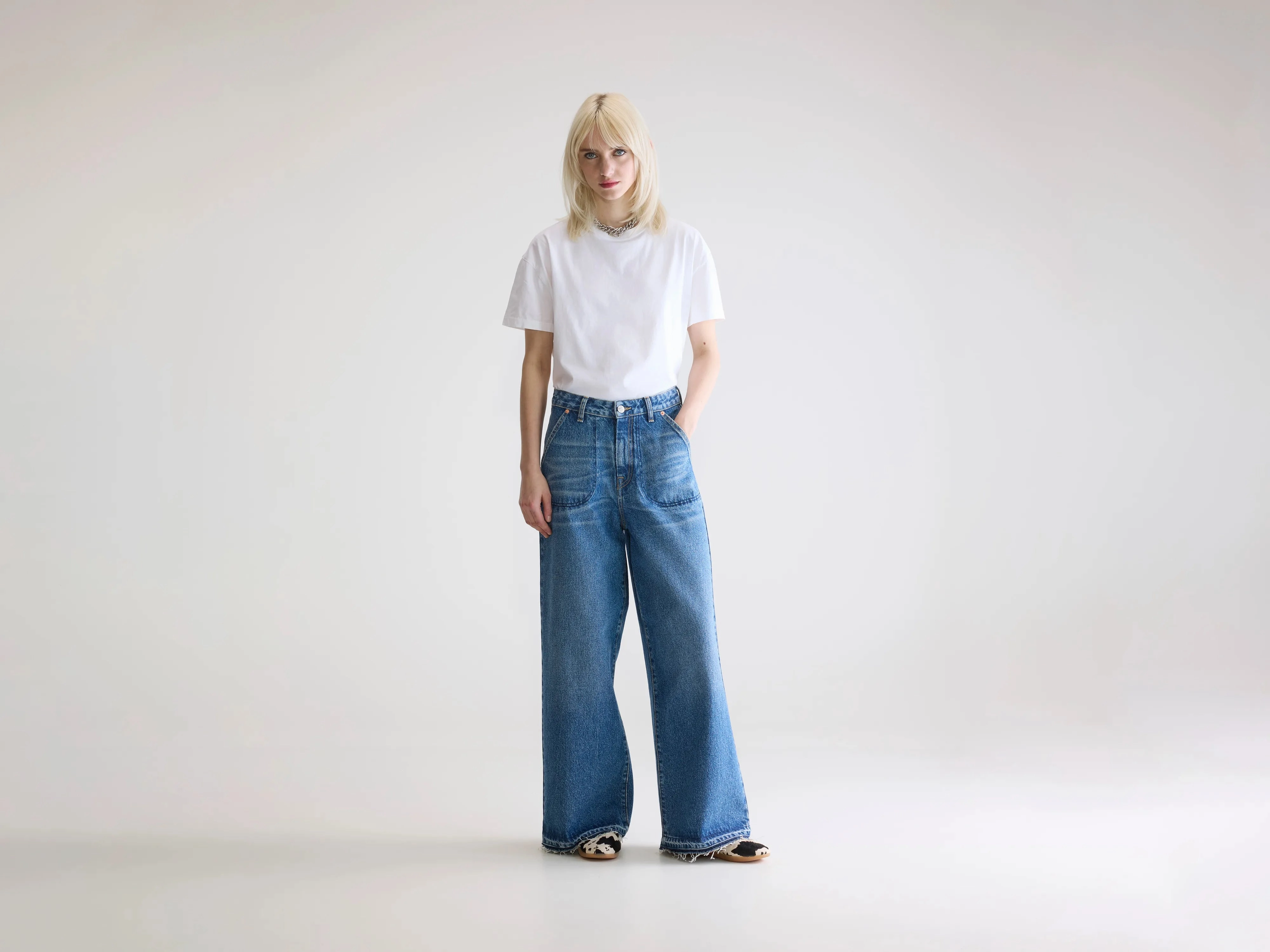 Classic Wear Textured Office Wear Casual Denim N. 62 wide jeans (252 / W / BLUE STONE)