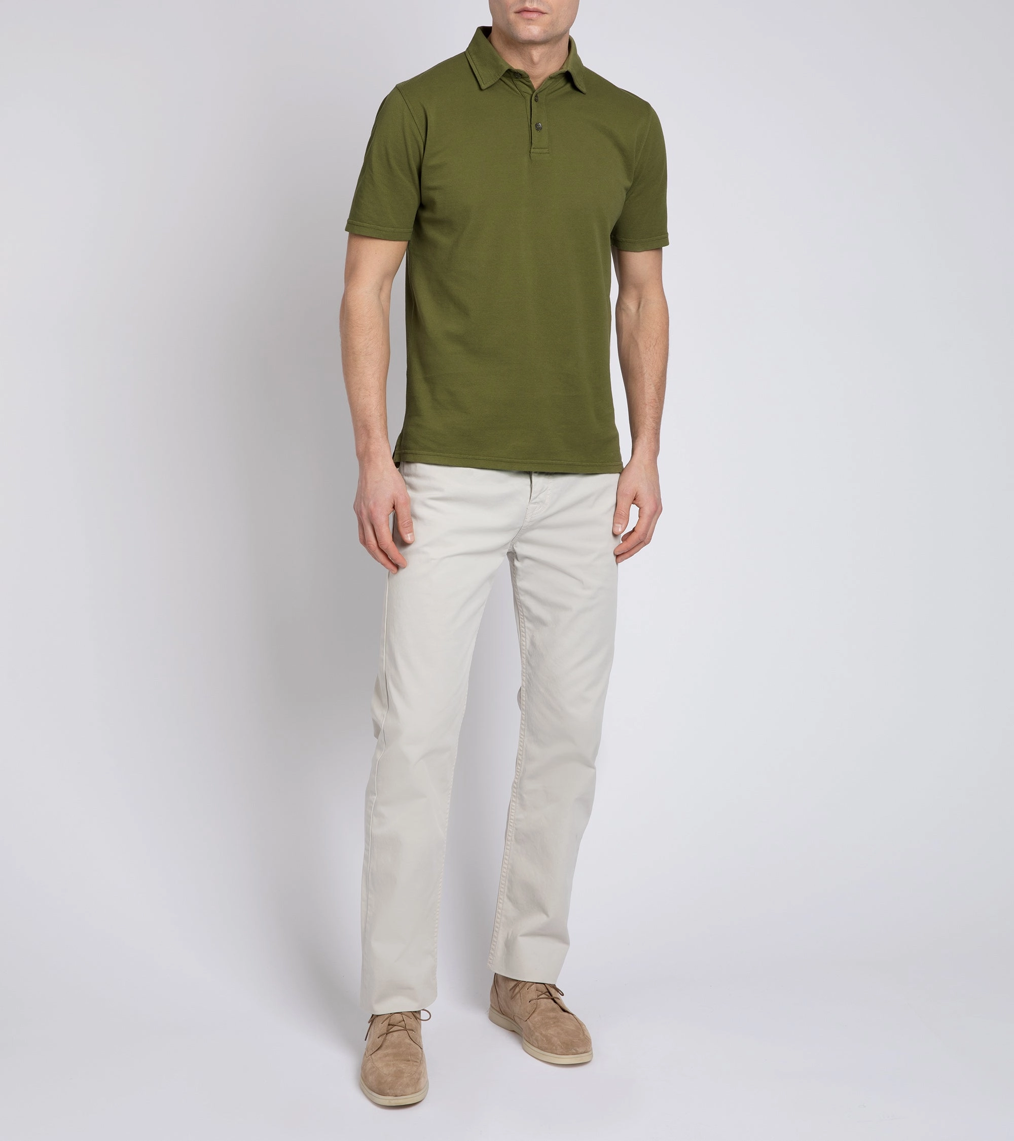 Minimal Design Active Wear Trunk Moxon Short Sleeve Polo Shirt: Olive