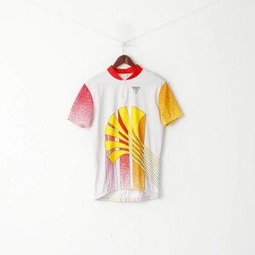 Lightweight Feel One And 2 Men 54 XL Cycling Shirt White Vintage Made in Italy Zip Neck Bike Top