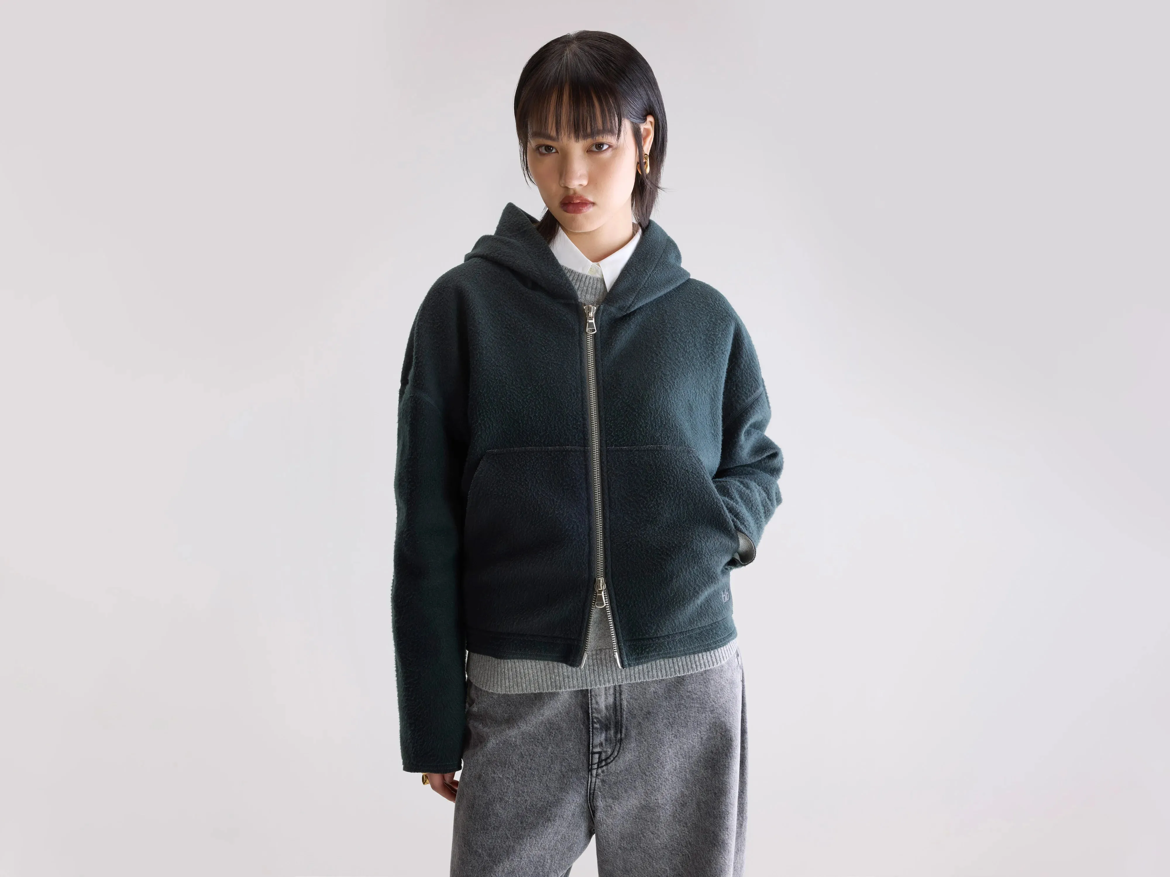 Sport Style Fannel hooded sweatshirt (252 / W / ACIER)