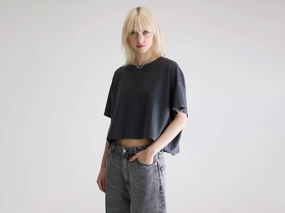marbled Farpy cropped t-shirt (252 / W / BLACK SAND)