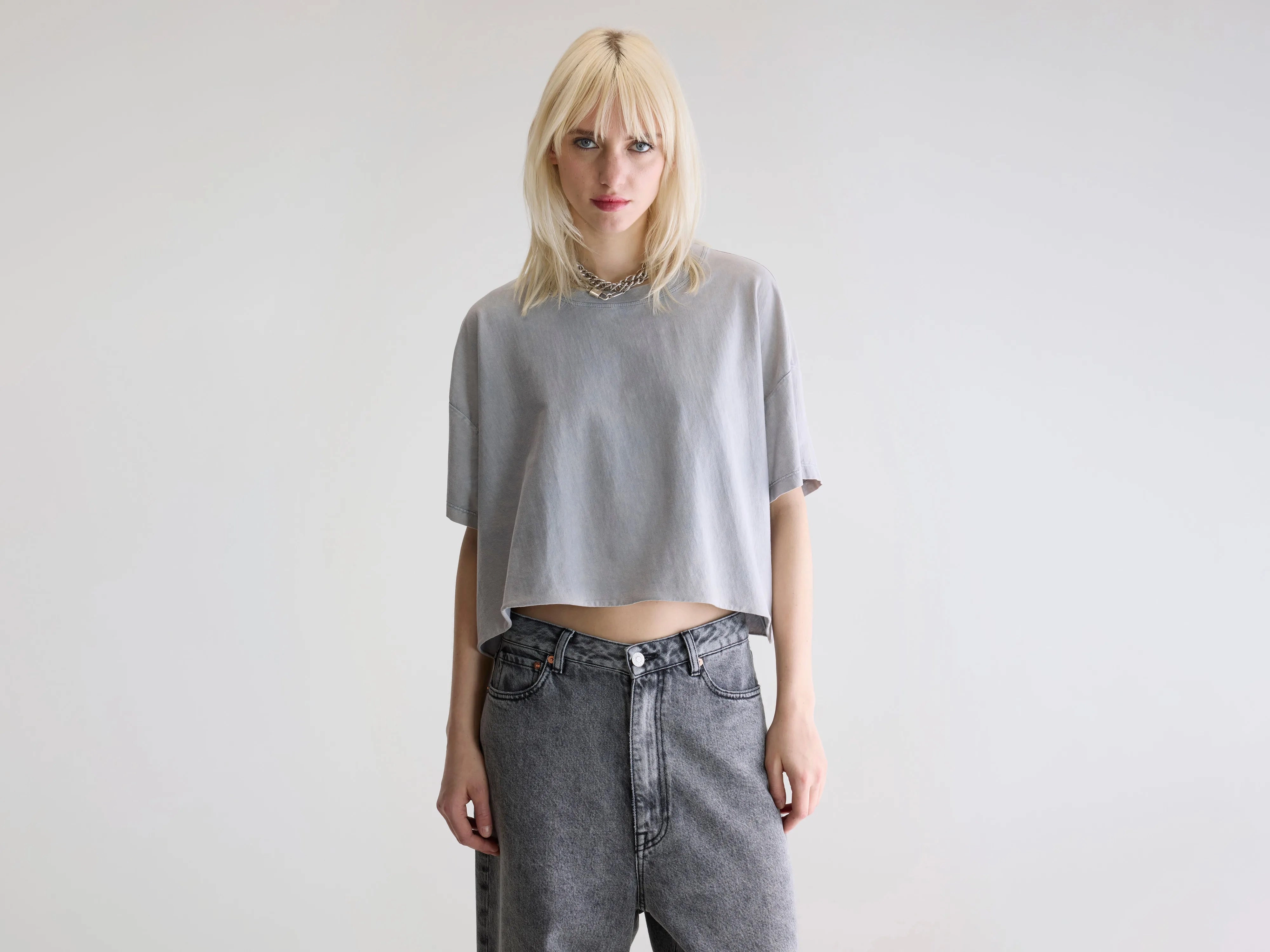 Farpy cropped t-shirt (252 / W / GLOOMY) Cozy Clothing Style Long Sleeves