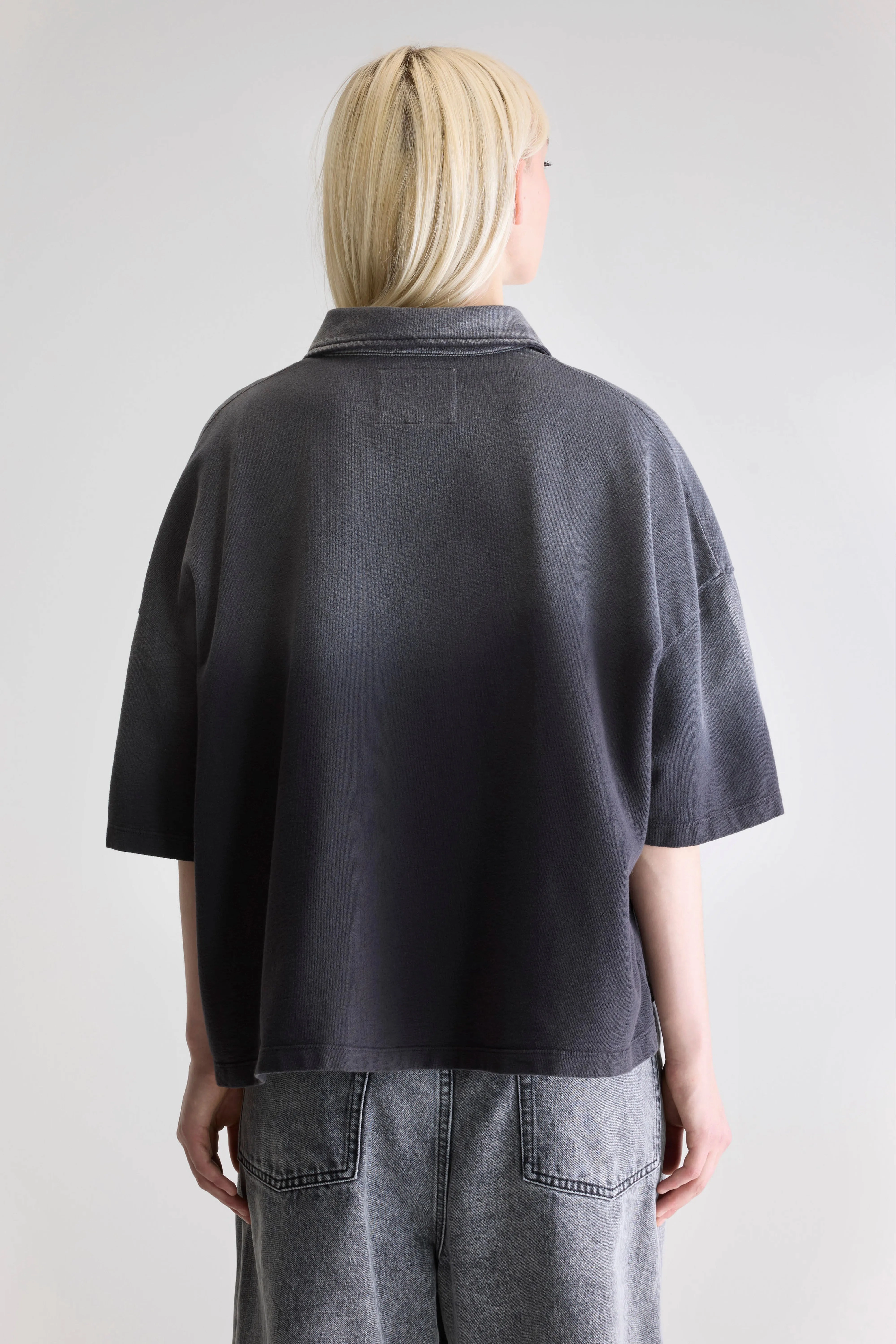 Foolo short-sleeve polo (252 / W / BLACK BLUE) right for hot weather Monochrome Look