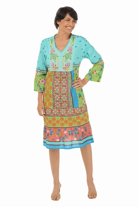 Quintana Embroidered Tiered Dress Style Blend Statement-Print