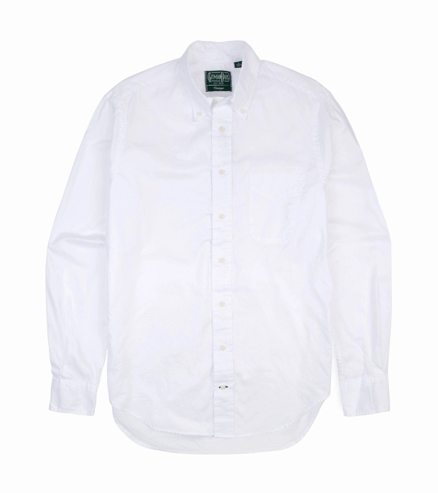 Gitman Vintage Zephyr Cotton Shirt: White Everyday Essential Casual Wear