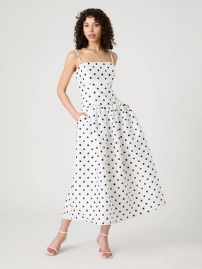 Silk Shine Stylish party wear Strappy Polka Dot Midi Dress