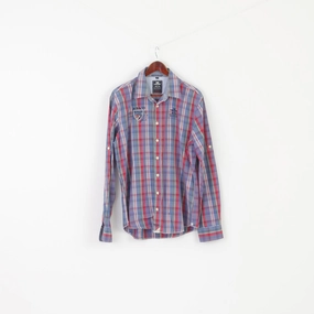 New Zealand Auckland Men XL Casual Shirt Blue Check Cotton Long Sleeve Top Soft and Light Wear