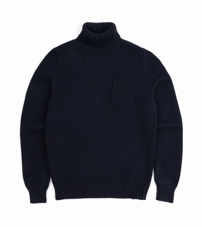 Fedeli Oslo Wool Cashmere Roll Neck Sweater: Midnight Blue Ultra Soft Yarn Moisture wicking