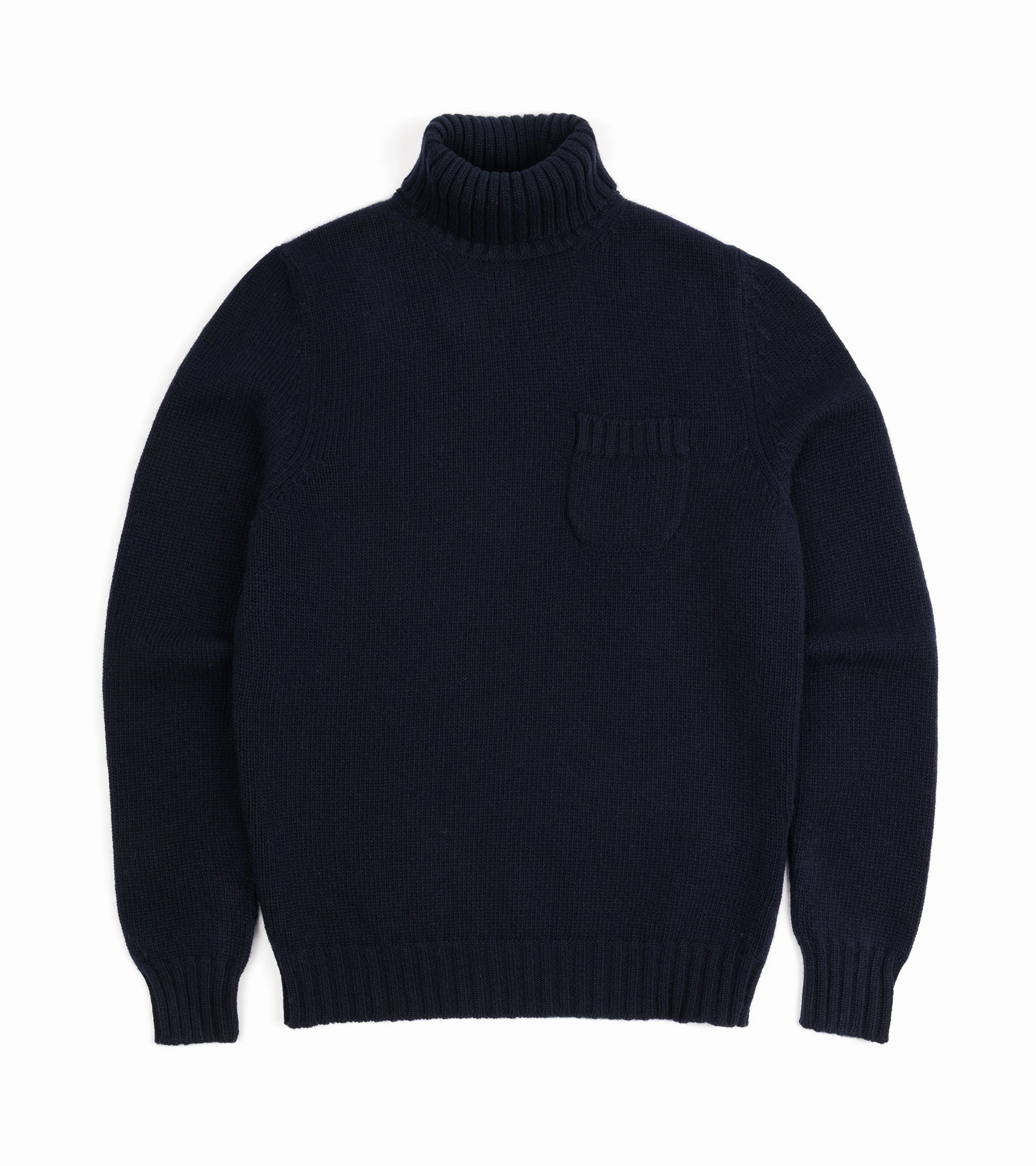 MachineWashable Structure Fedeli Oslo Wool Cashmere Roll Neck Sweater: Midnight Blue