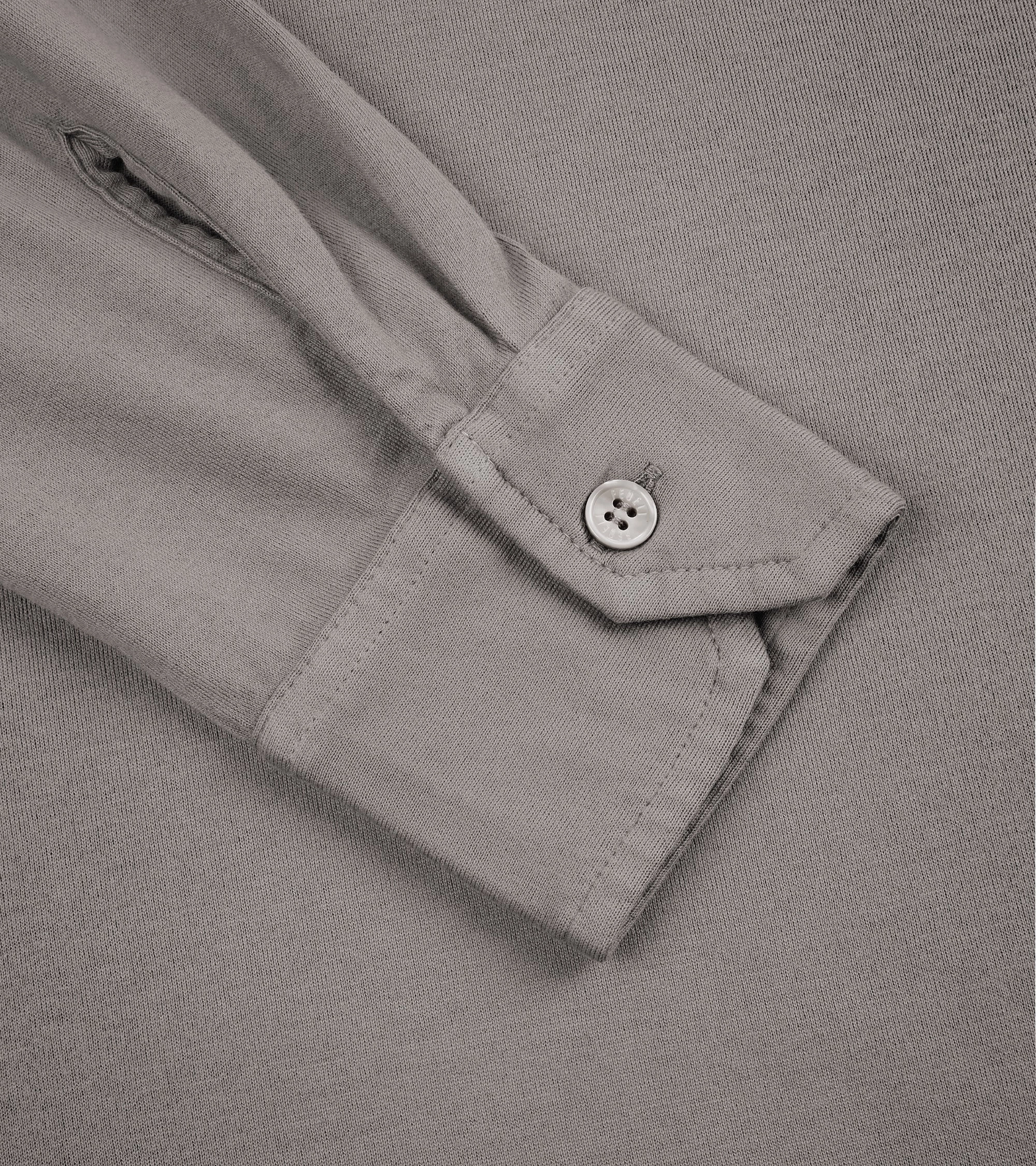 SlimFit Design Fedeli Zero Organic Cotton Jersey Long Sleeve Polo Shirt: Greige