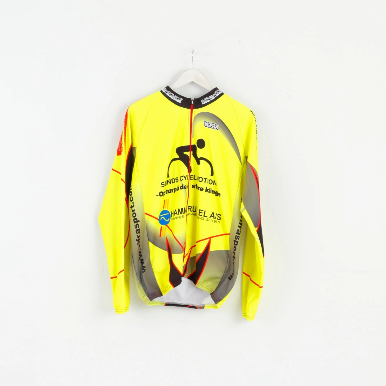 VLoFRA Men 8 L Cycling Shirt Yellow Long Sleeve Full Zipper Bike Jersey Italy Top petite size Thermoregulating Fabric