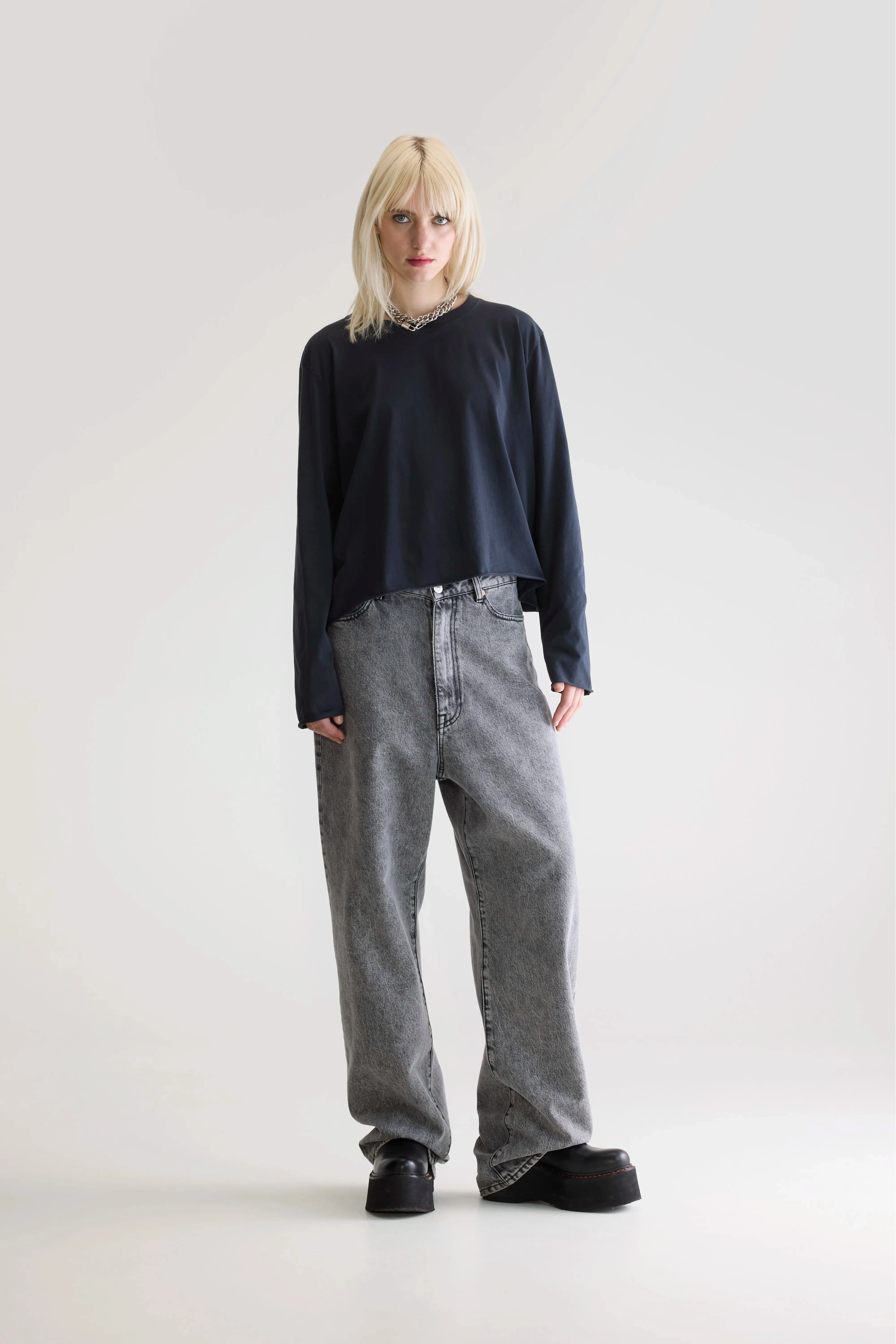 Tight Fit Sporty Design Fercy long-sleeve t-shirt (252 / W / BLACK BLUE)