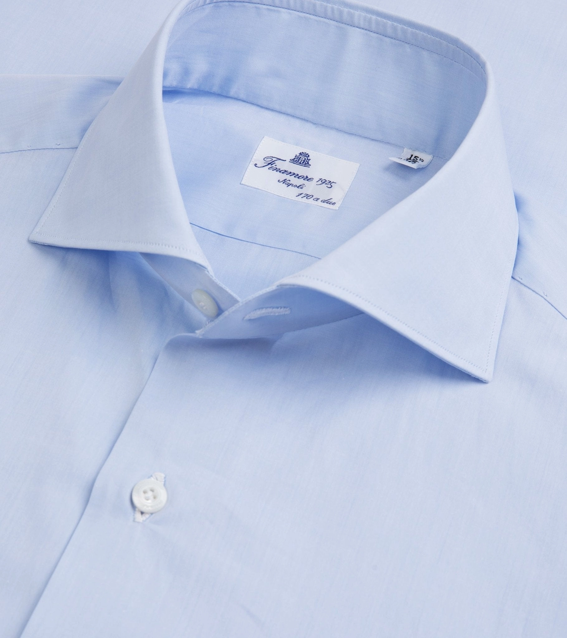 Nautical Look Finamore Milano Eduardo 170 Giza Cotton Formal Shirt: Blue