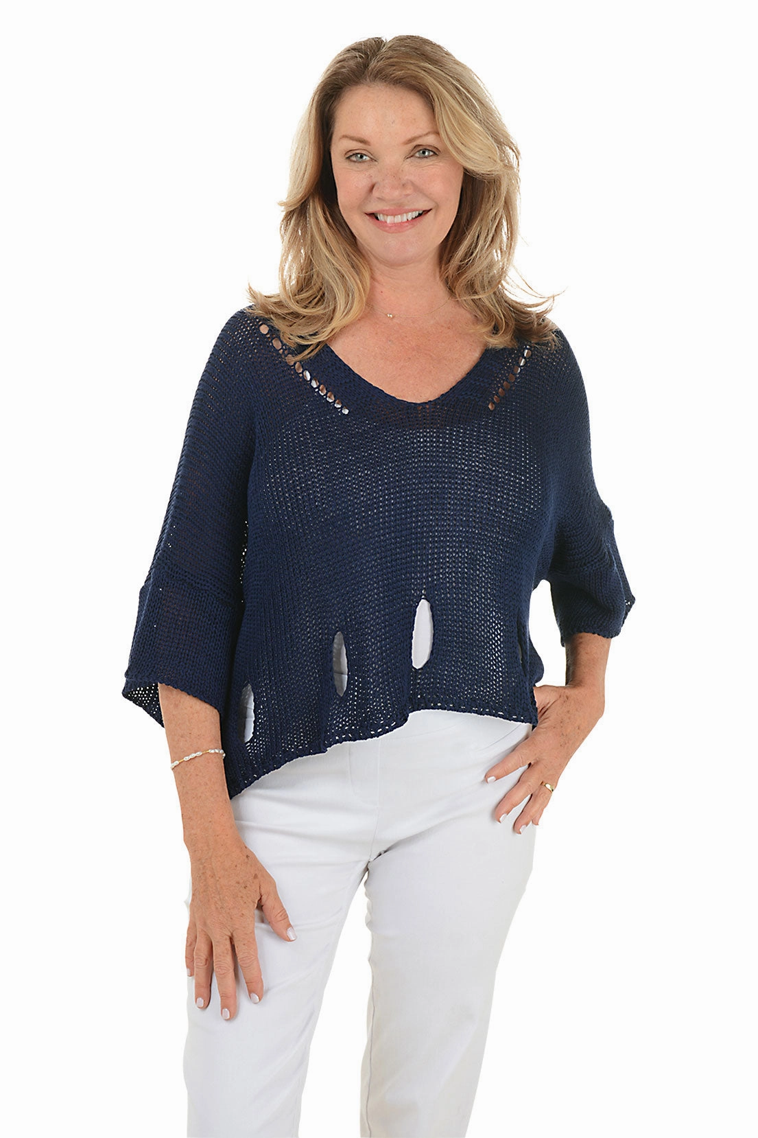 Hand Linked Seams Daily Comforted Open Knit Slouchy Sweater