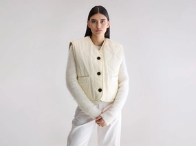 Sun Protective Fabric Wrinkle Free Fabric Eloise sleeveless jacket (252 / W / BUTTER)