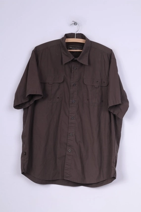 Mountainlife Mens XL(2X)  Casual Shirt Brown Short Sleeve Outdoor Company Brown Comfy Casual Wear