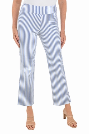 Easy Access Blue Stripe Flared Ankle Pant