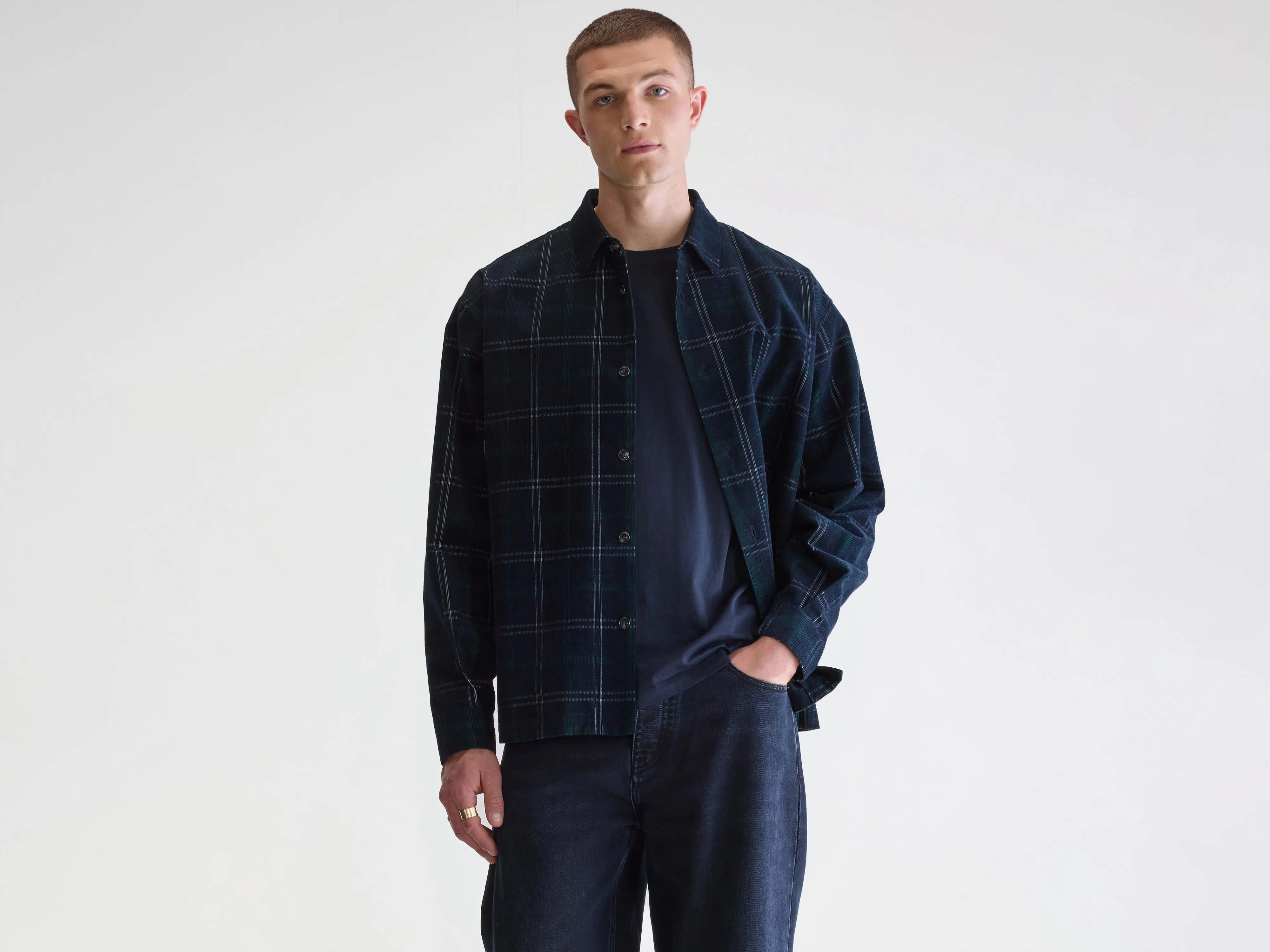 Flap corduroy overshirt (252 / M / CHECK A) Weatherproof Shell MultiAngleVentilation