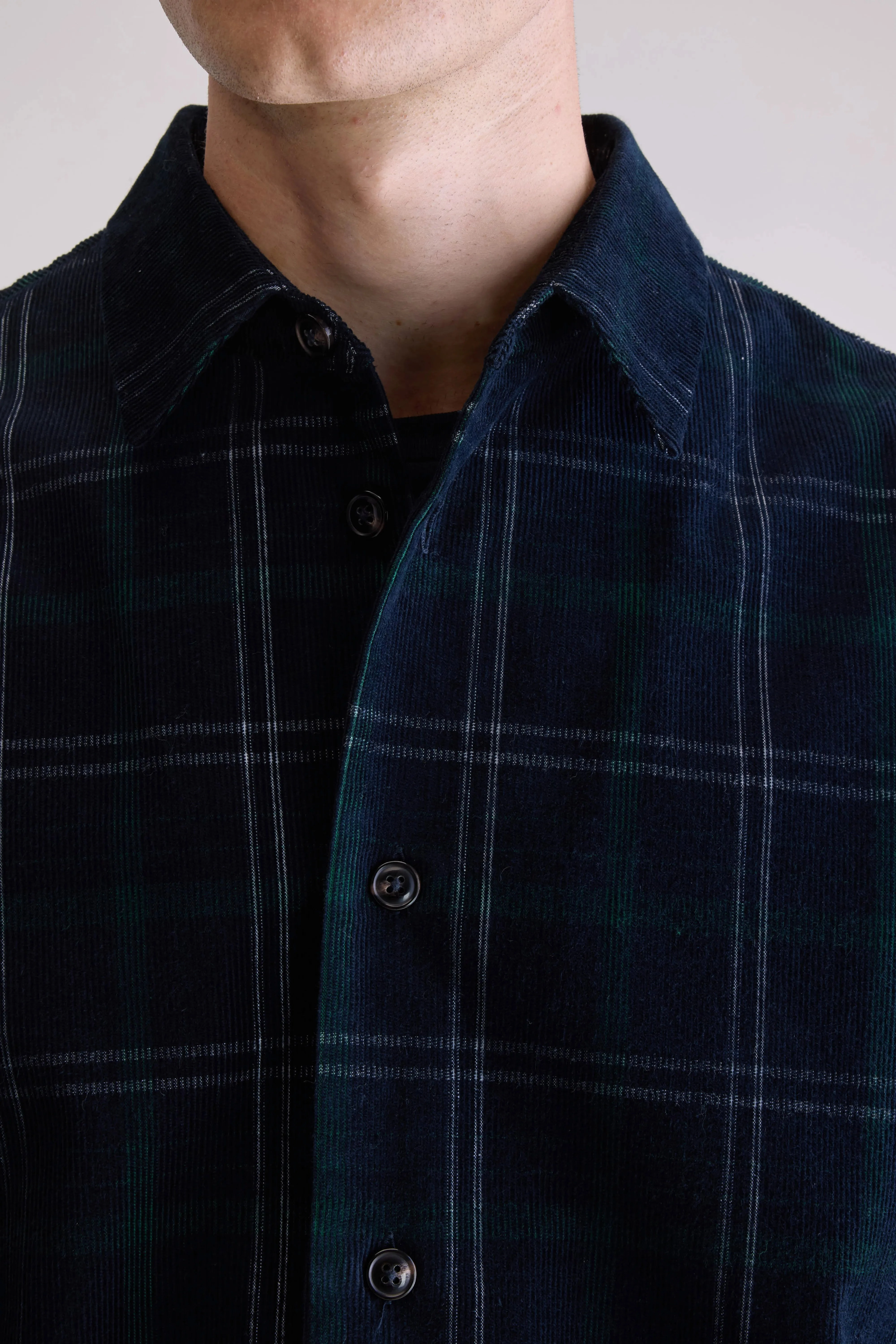 Elastic cuffs Layer Friendly Shape Flap corduroy overshirt (252 / M / CHECK A)