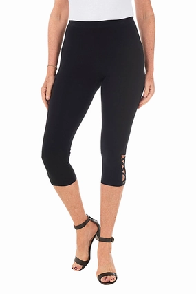 StretchWaistband Lattice Hem Capri Legging