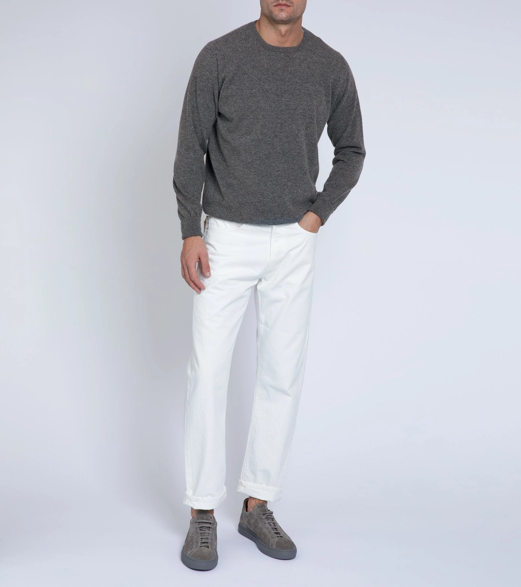 Garment Shaping Panels Trunk Walden Geelong Crew Neck Sweater: Grey