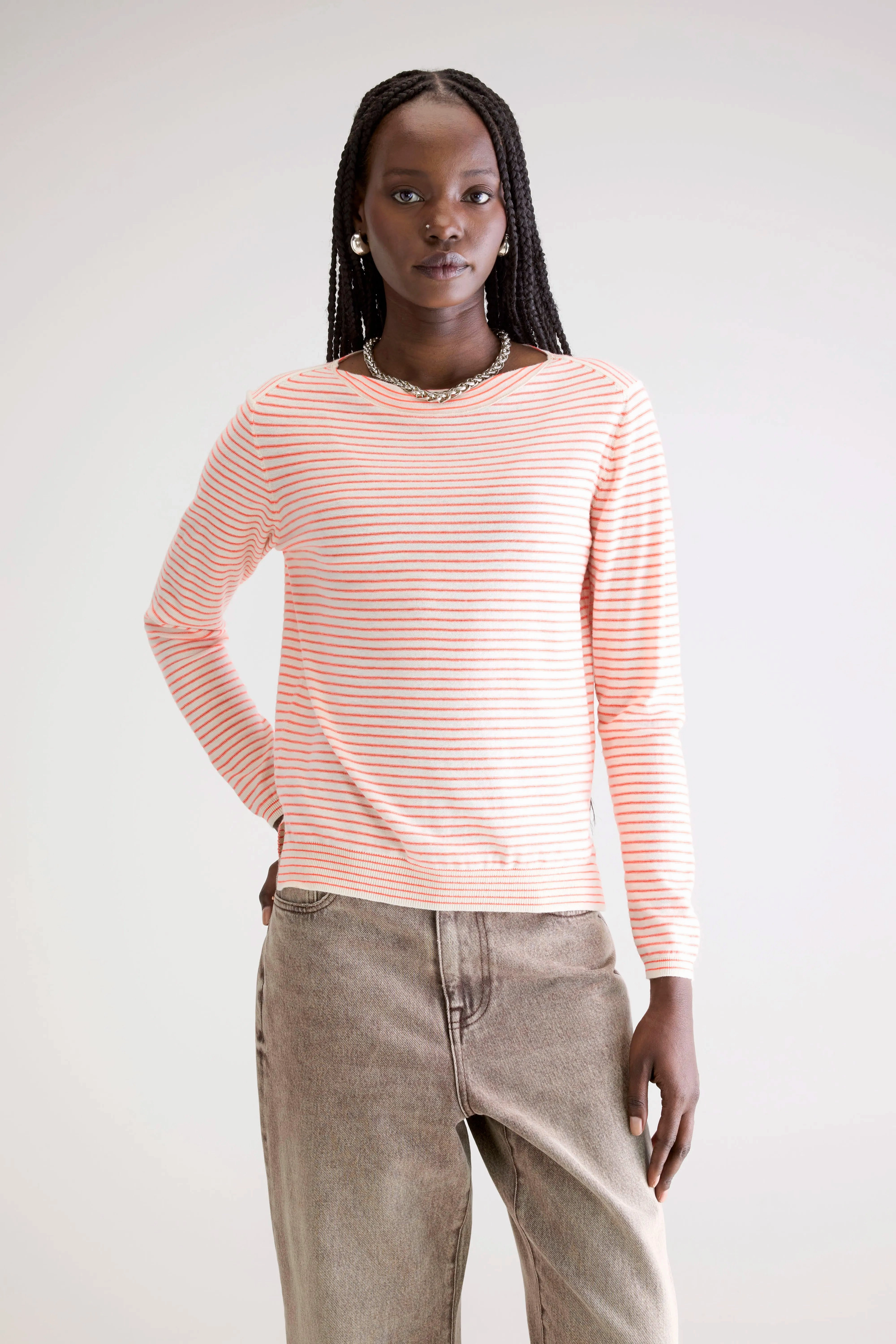 Reinforced Hem Gop boatneck sweater (252 / W / STRIPE B)
