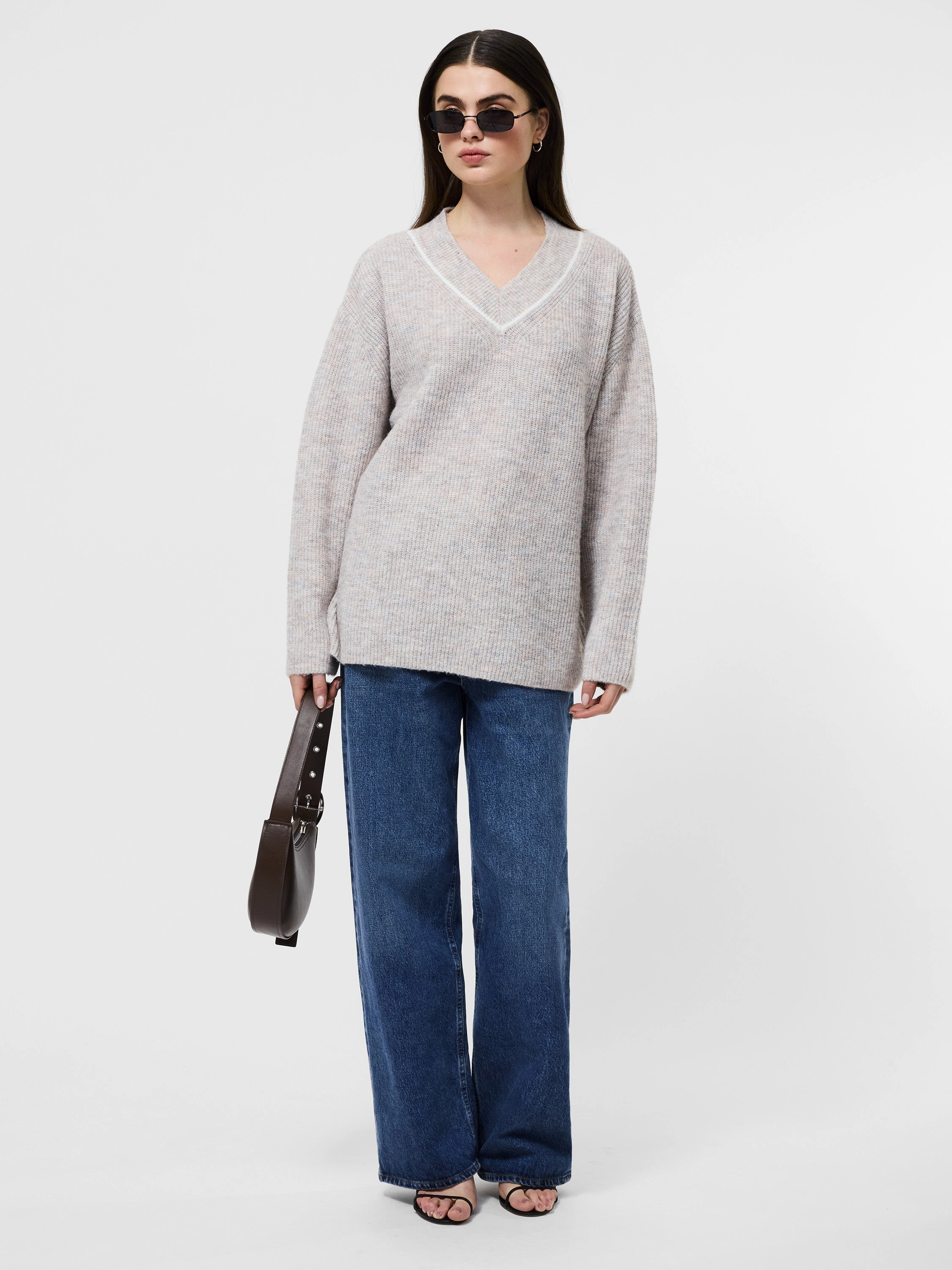 Simple Wear Kezia Tipped V-Neck Sweater