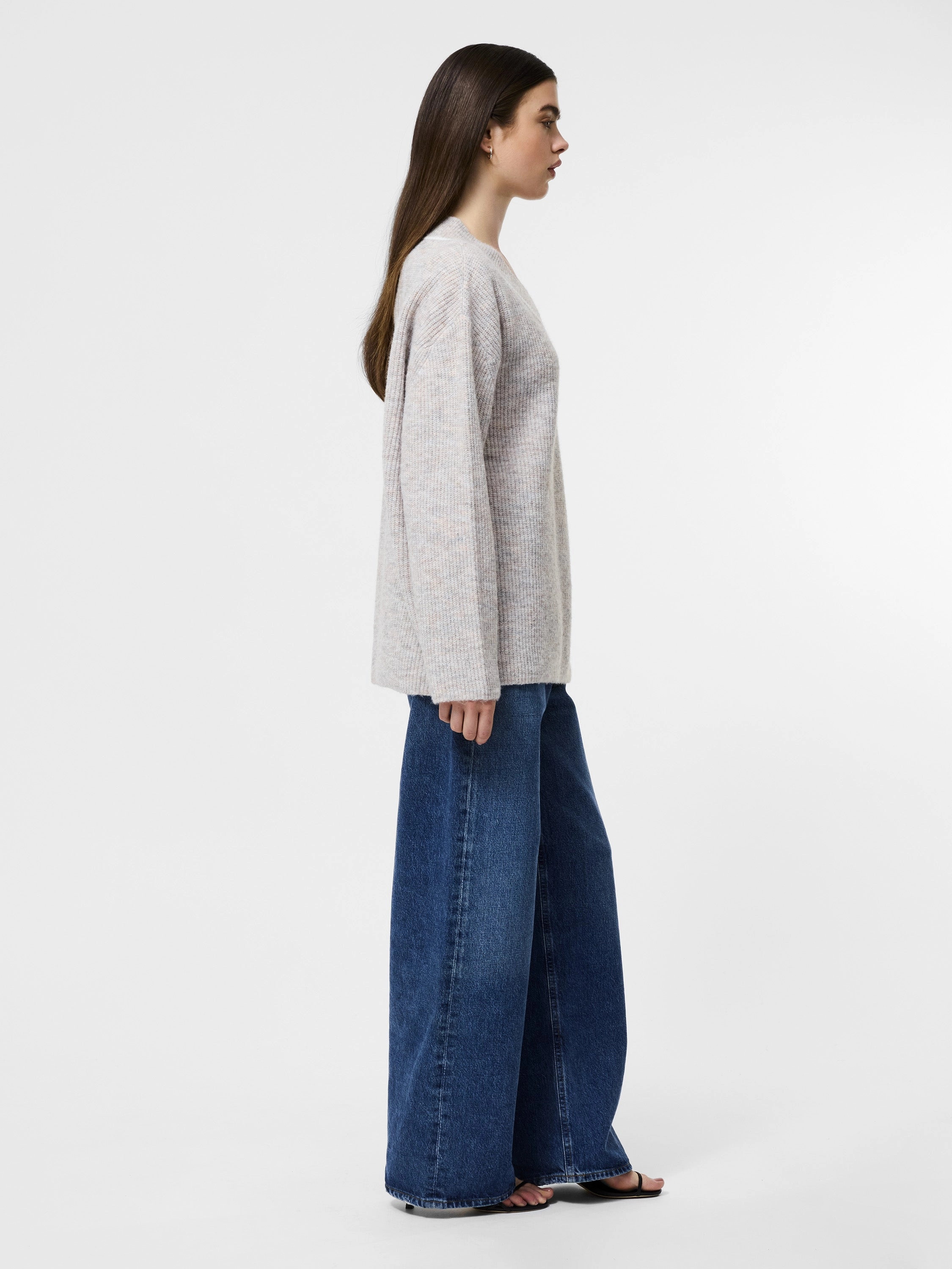 Ultra Fine Gauge Kezia Tipped V-Neck Sweater