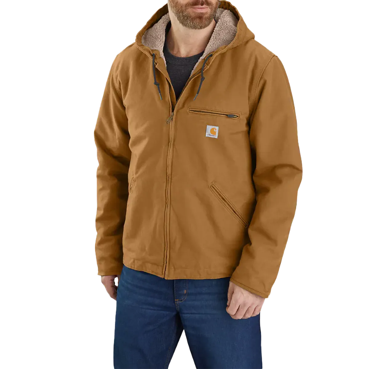 Men's Washed Duck Sherpa-Lined Jacket Anti Slip Collar