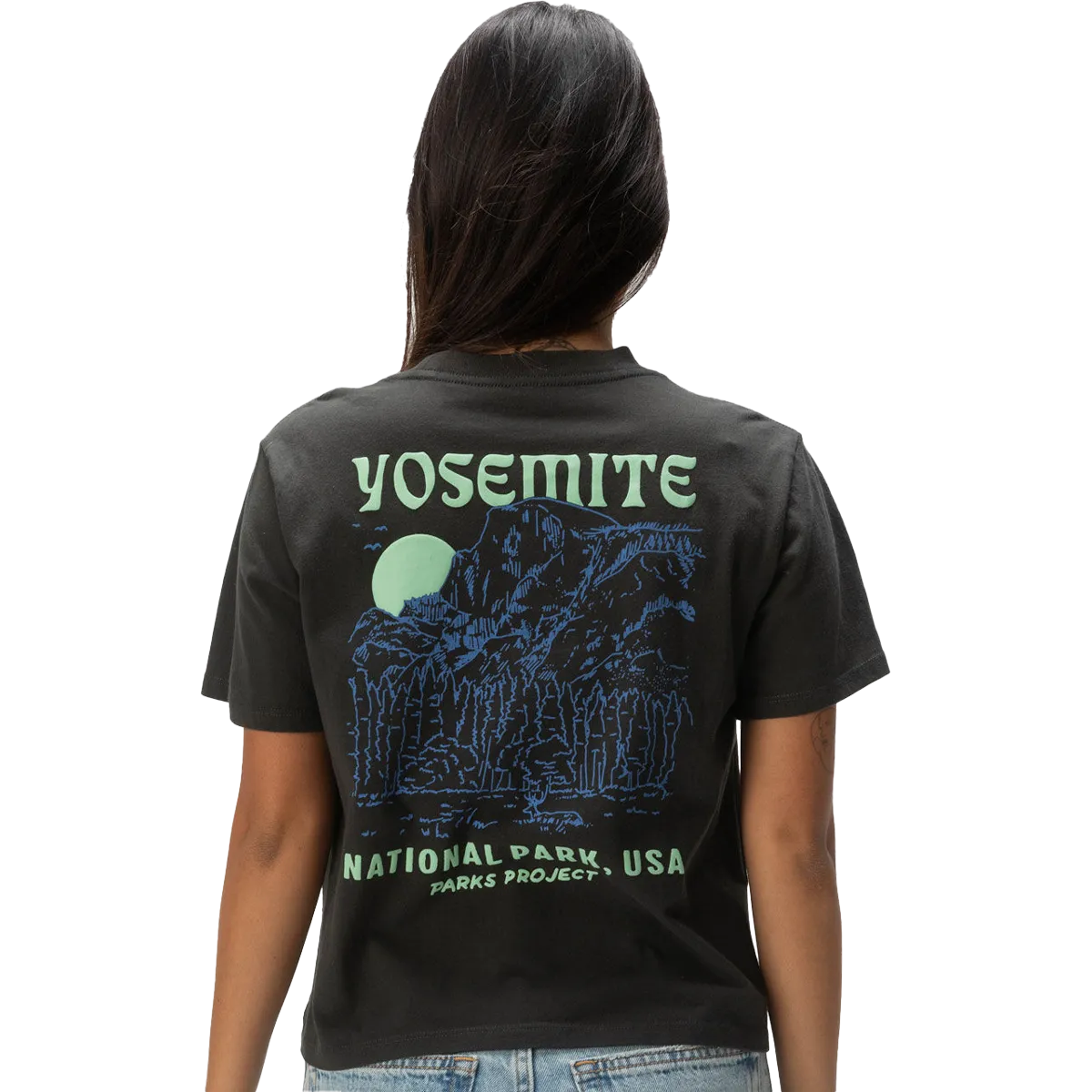 Women's Yosemite Puff Print Short Sleeve Boxy Tee Slim Fit Wear Seasonal Outfit