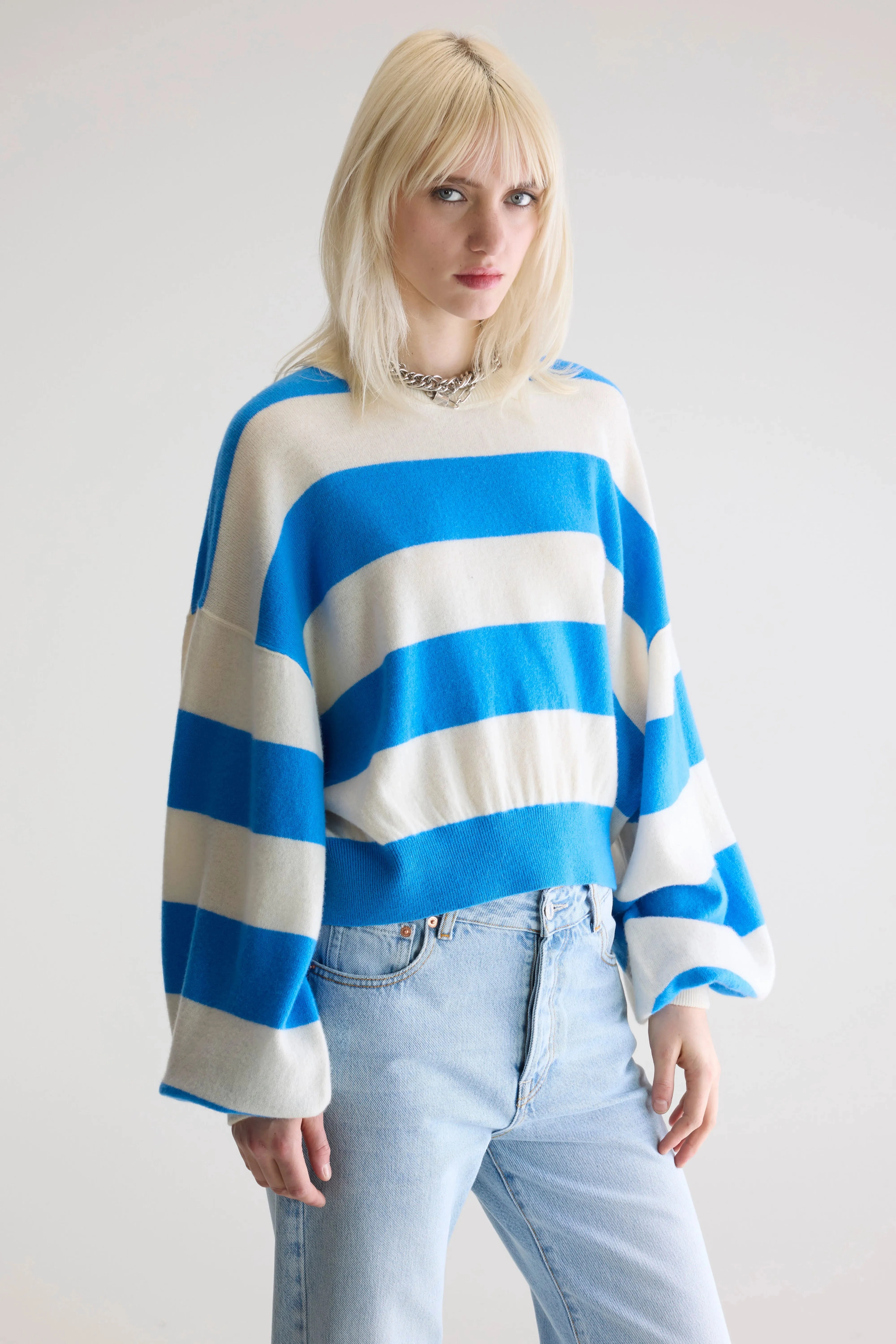 Relax Fit Quick drying material Attus cropped sweater (252 / W / STRIPE A)