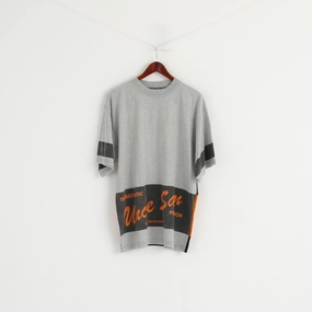 Uncle Sam Men M (L) Shirt Grey Cotton Sportswear Crew Neck Vintage Top Essential Comfort