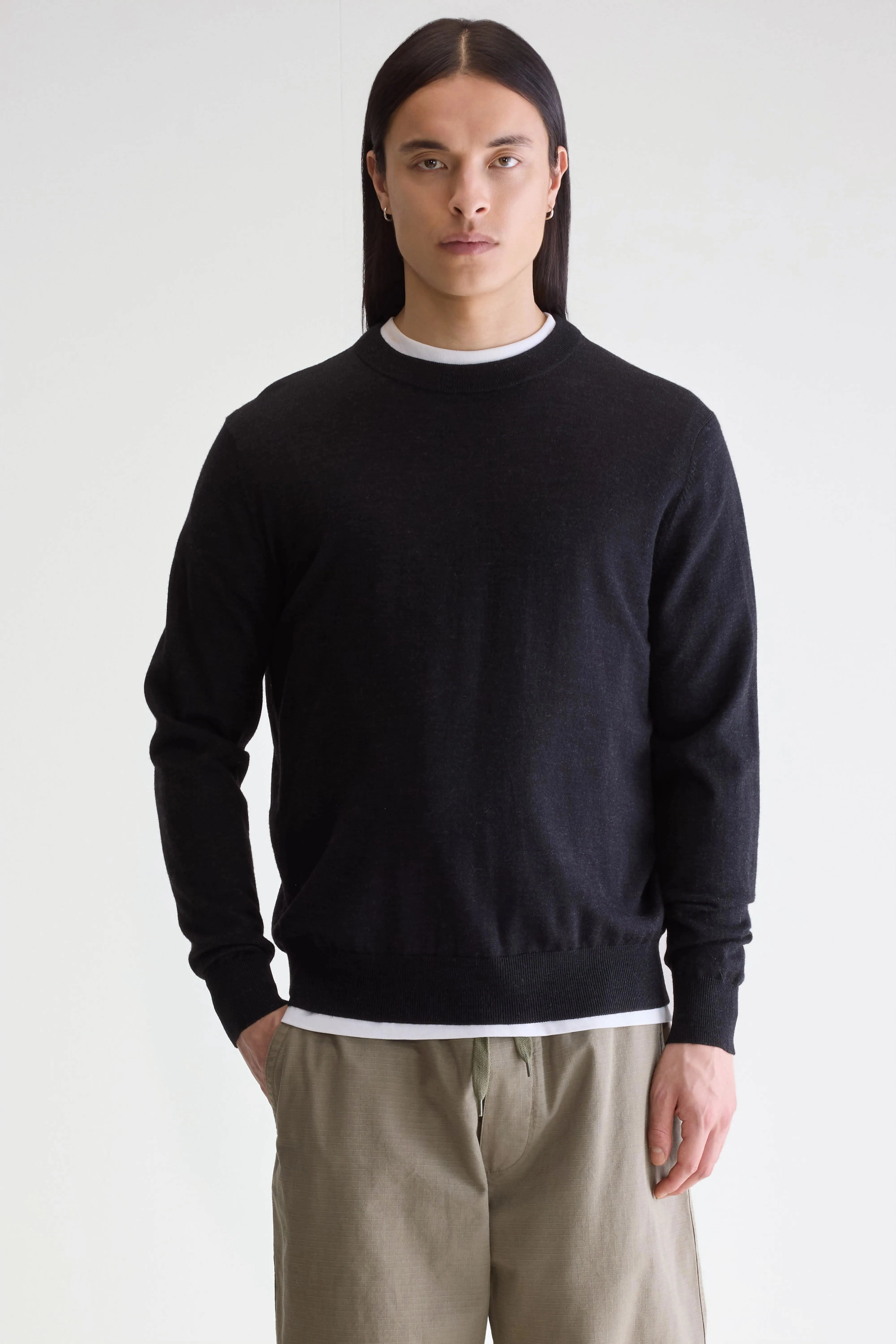 Simple Casual Style Light Weight Dilliv crewneck sweater (252 / M / CHARCOAL)