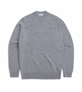 Trunk Dover Cashmere Crew Neck Sweater: Grey Flexible Ribbing Anti Snag Fabric