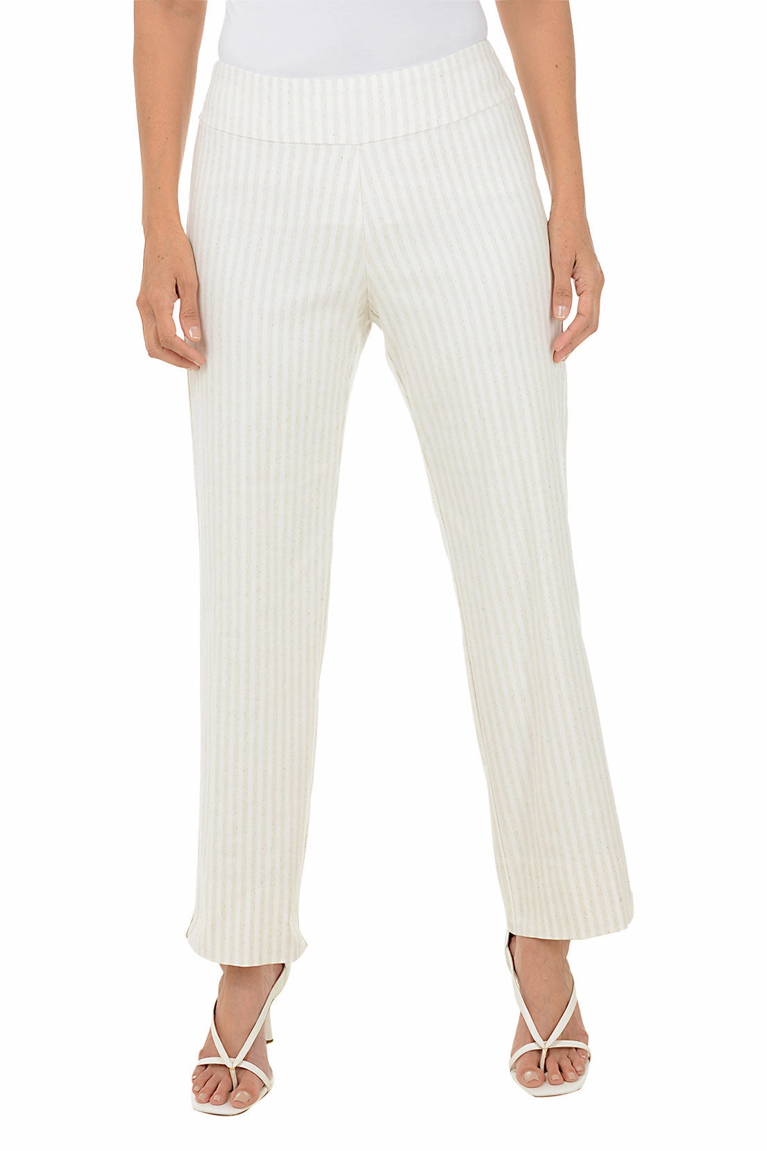 Cozy Touch Oatmeal Stripe Flared Ankle Pant