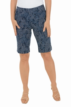 Exclusive Design stretchy fabric Riviera Flourish Pull-On Bermuda Short
