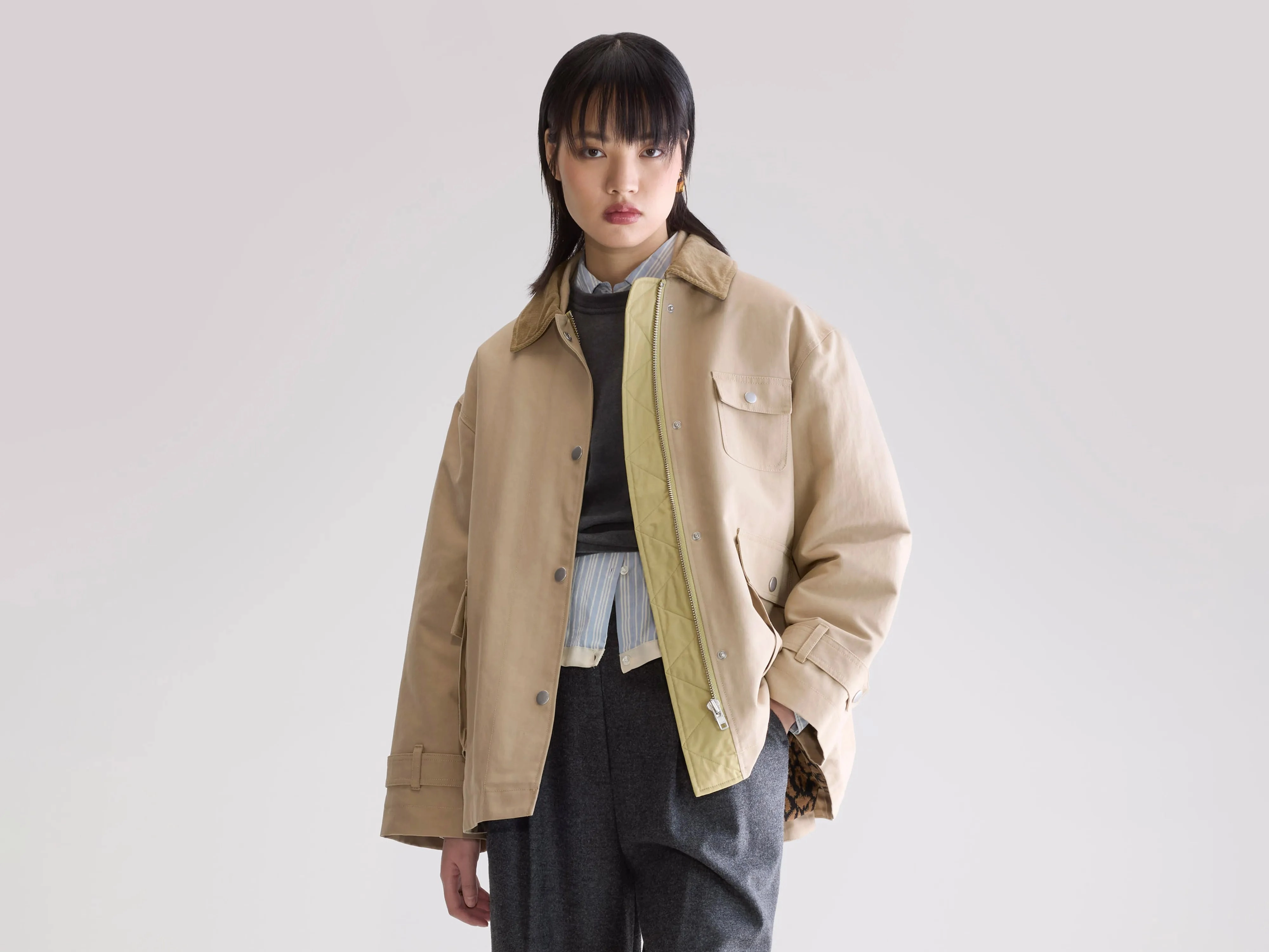 Aramid Fiber Blend Reinforced Seam Durability Jungle relaxed jacket (252 / W / CLAY)