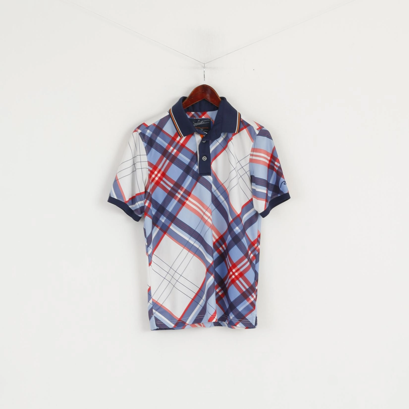 Comfy Stretch Fit Joost Luiten Men S Polo Shirt Blue Check Pin High Golf Limited Edition Top