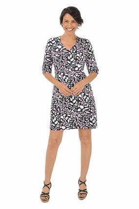 Chic Mom Floral Stencil V-Neck UPF50  Dress