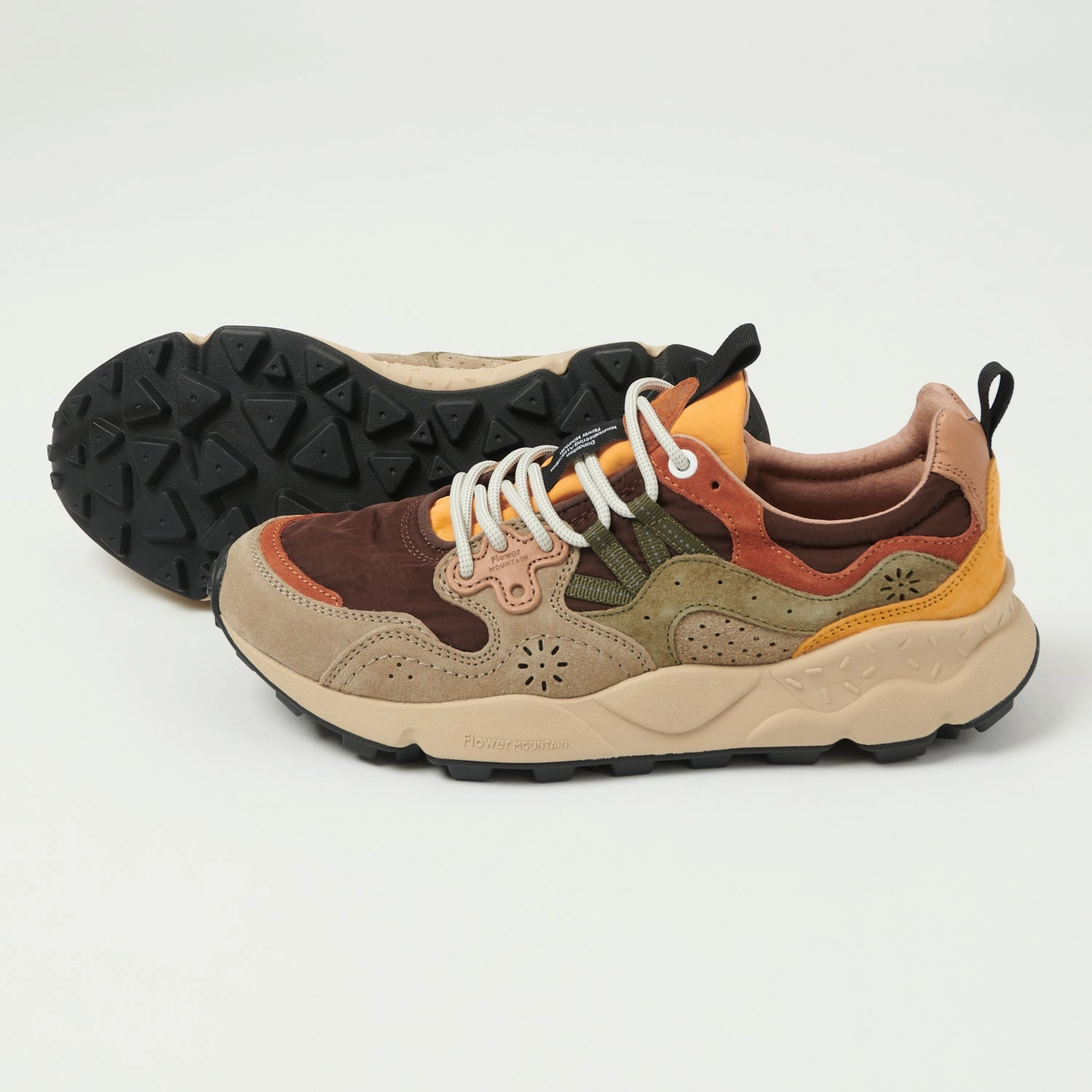 Flower Mountain Yamano 3 Man Suede/Nylon Sneaker - Taupe/Brown Modern Design