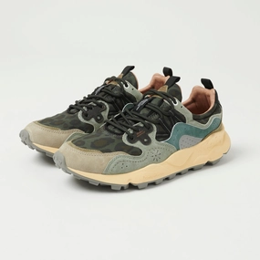 Elasticized Ankle Support Flower Mountain Yamano 3 Suede/Nylon Sneaker - Anthracite/Green