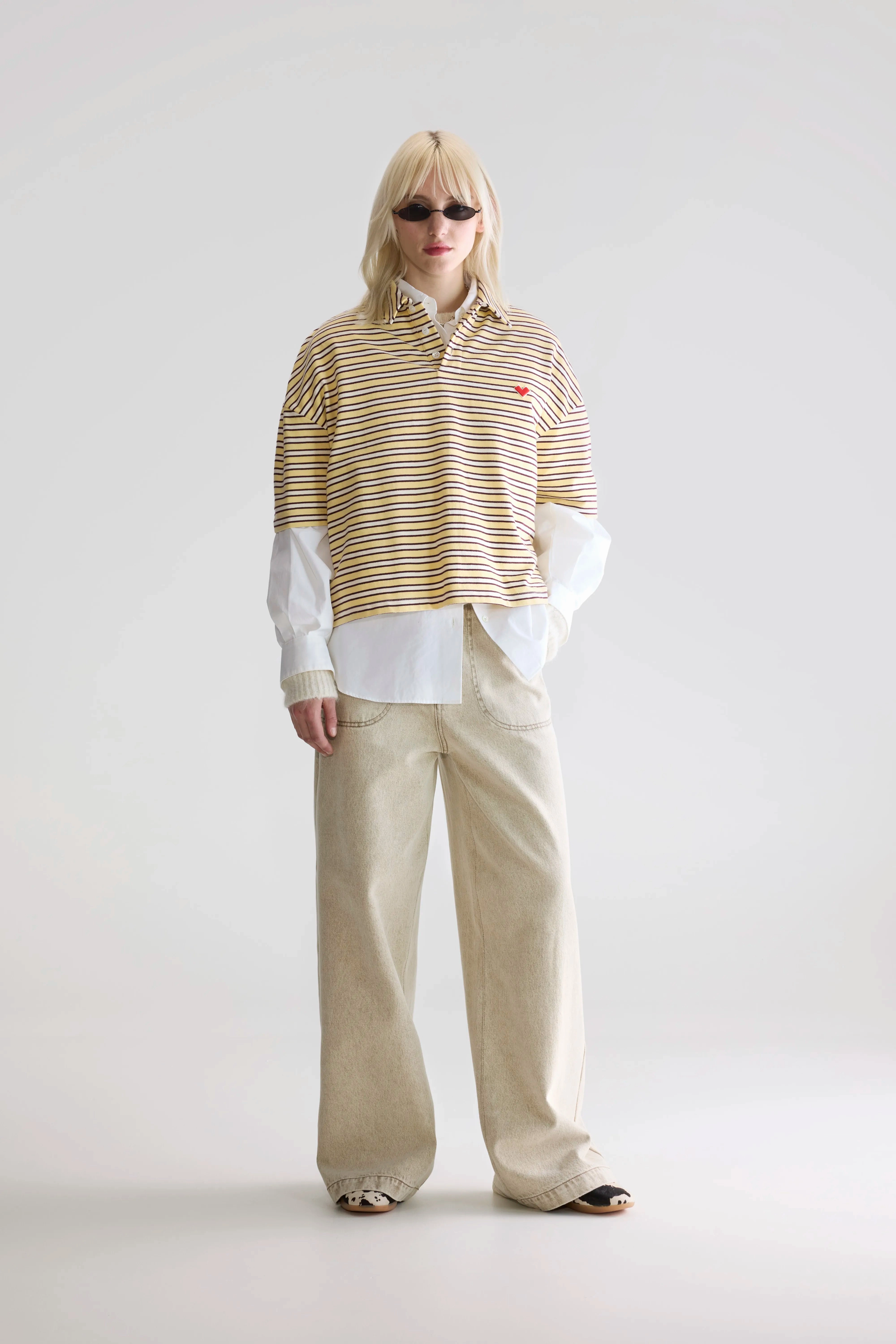 Foolo short-sleeve polo (252 / W / STRIPE A) camping suitable