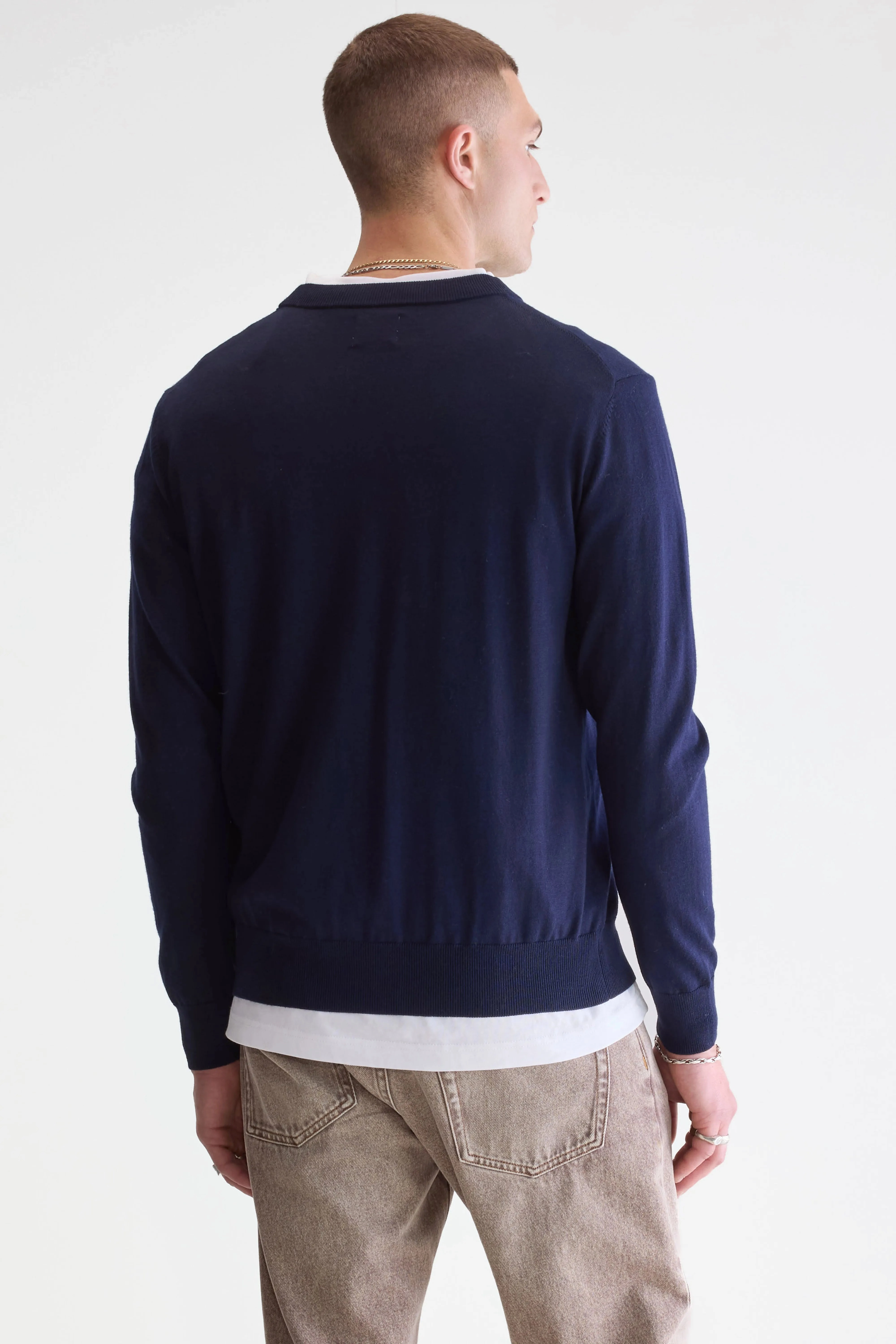Dilliv crewneck sweater (251 / M / NAVY) Quick Layer Daily Casual Style