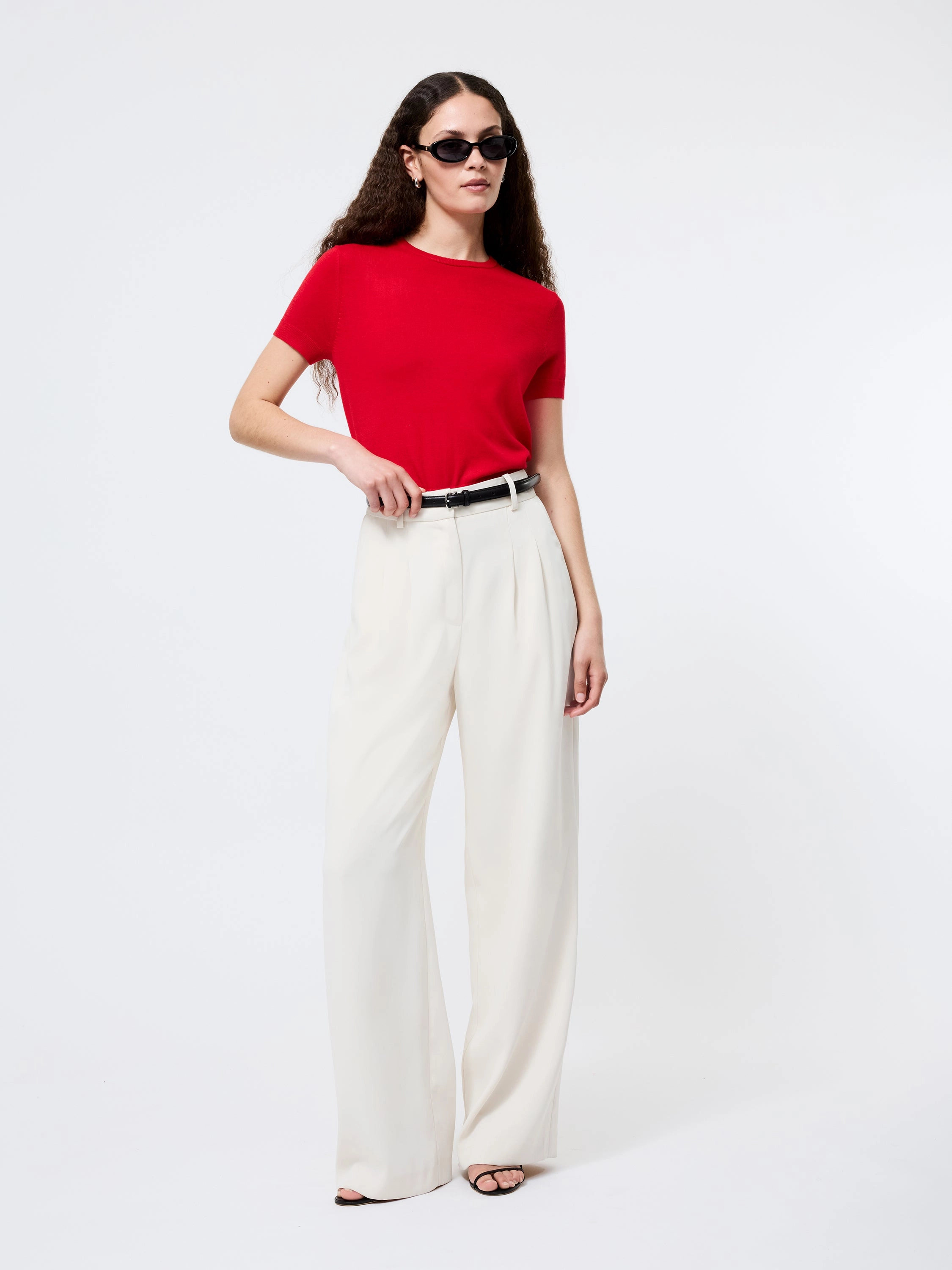 Compact Style Nola Fine Knit Short Sleeve Sweater