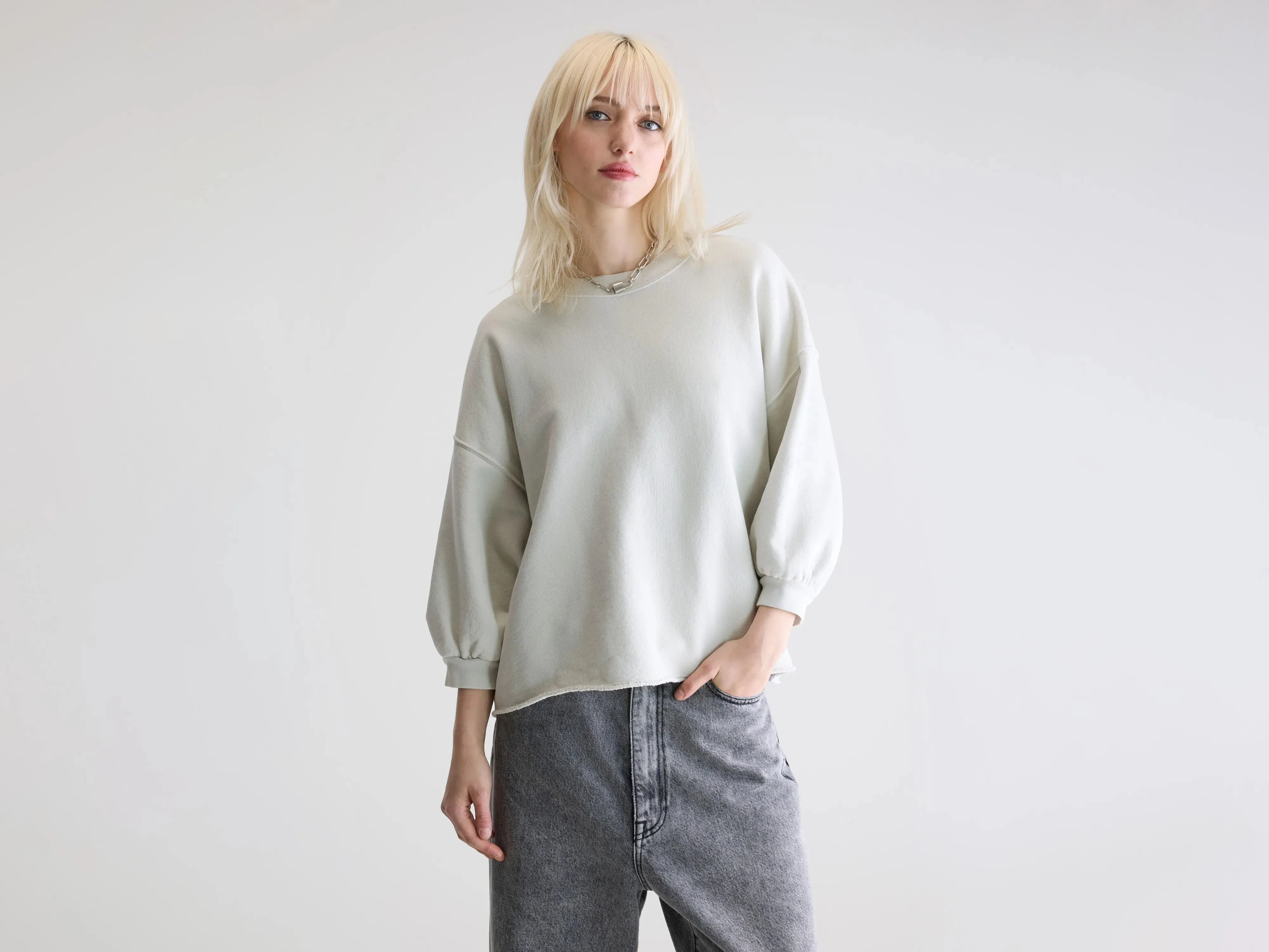 Exclusive piece Drop Shoulder Vicske crewneck sweatshirt (252 / W / NUAGE)